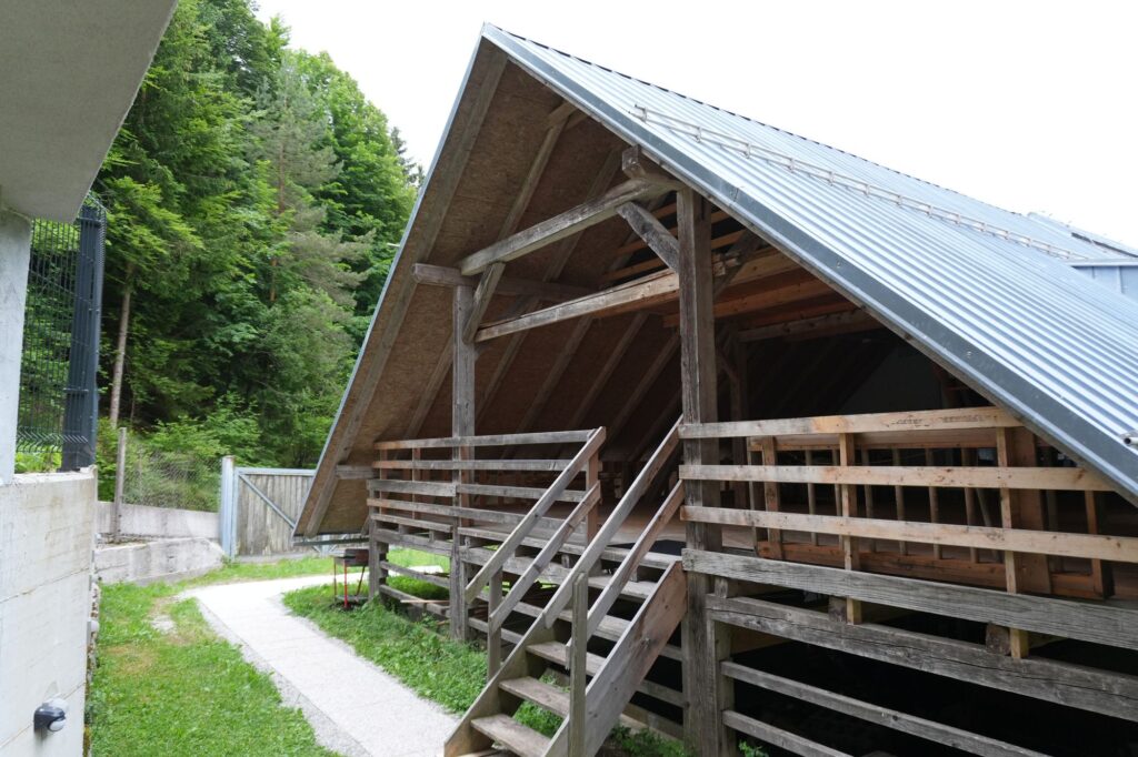 Old timber barn with an outside staircase